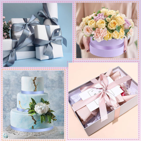 Whaline Morandi Satin Ribbon 6 Rolls Pastel Silk Ribbons Wedding Double-Sided 1 Inch 5 Yard Each for Wedding Bridal Baby Shower Decor Gifts Wrappi...