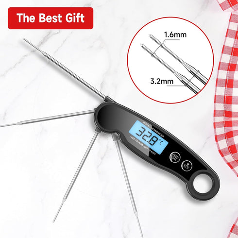 Digital Meat Thermometer, Fast Instant Read Food Thermometer for Grill and Cooking, Best Waterproof Ultra Fast Thermometer with Backlight & Calibr...