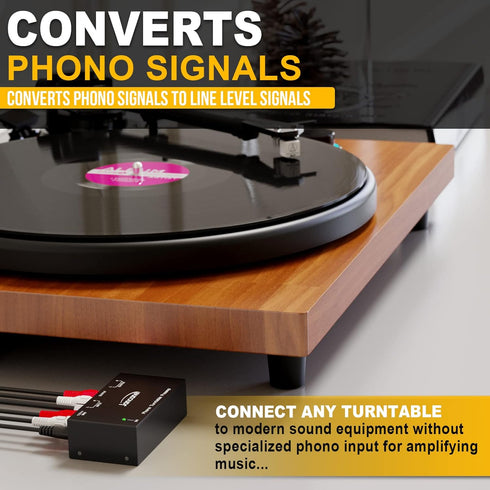 Phono Preamp for Turntable- Mini Electronic Audio Stereo Phonograph Preamplifier with RCA Input, RCA/TRS Output, Low Noise Operation, with 12 Volt...