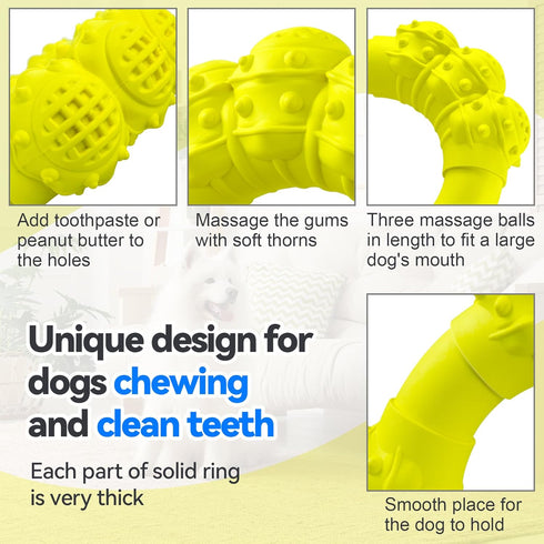 Indestructible Dog Chew Ring Toys for Aggressive Chewers, Super Chewer Dog Toys for Medium Large Dogs, Puppy Teething Rings for Relax, Interactive...
