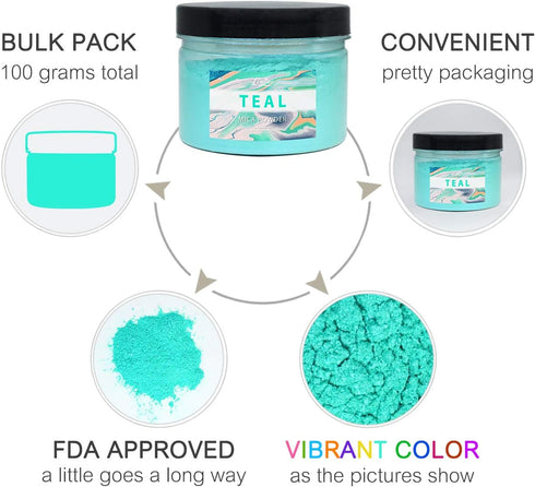 Mica Powder Pure - 3.5oz Pearl Epoxy Resin Color Pigment - Cosmetic Grade Slime Coloring Pigment - Natural Soap Dye for Soap Making Supplies Kit, ...