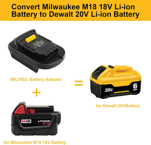 MIL18DL Battery Adapter Converter for Milwaukee to Dewalt Battery, for Milwaukee M18 18V Lithium Battery Convert to Dewalt 20V Lithium Battery,for...