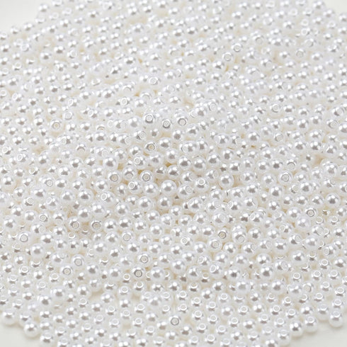 SAVITA 3000Pcs 4mm White Round Pearls Beads Satin Luster Loose Spacer Beads for DIY Craft Necklaces Bracelets Earrings Rings Jewelry Making Suppli...