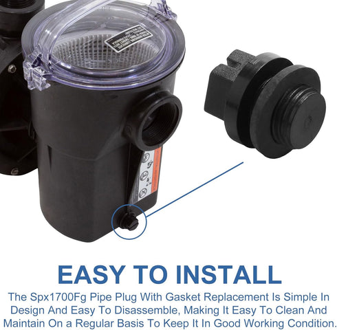 SPX1700FG Pool Pump Pipe Plug Drain Plugs with Gaskets 2-Pack Compatible with Hayward Pool Cleaner Pumps & Power-flo LX Pump Series for Swimming P...