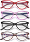 4 Pack Reading Glasses Blue Light Blocking for Women,Designer Cat Eye Frame Ladies Computer Readers,Anti Glare/UV Ray Eyeglasses 1.5...