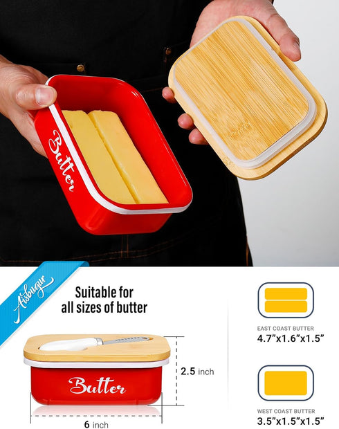 Butter Dish, Butter Dish with Lid for Countertop,Metal Butter Keeper with Stainless Steel Multipurpose Butter Knife, Large Butter Container with q...