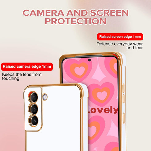 Compatible Samsung Galaxy S21 Plus 5G Case for Girls Women, Cute Love Heart Plating Electroplate Luxury Phone Case with Camera Protection+Anti-Dro...