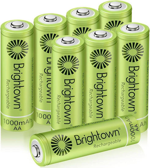 Brightown 8 Pack Rechargeable Battery AA, NiMH Pre Charged Double A Battery for Solar Lights and Household Devices, Recharge up to 1200 Cycles...