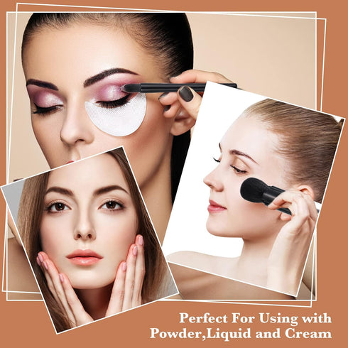 3 Sets Travel Brush Makeup Set, 4 in 1 Mini Portable Lip Brush Foundation Blending Powder Eye Shadow Brush for Women Facial Retractable Set...