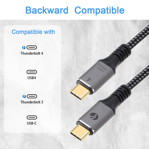 VCOM USB 4 Cable 240W for Thunderbolt 4 Cable 4ft 40Gbps Cable with 8K@60Hz 5K@60Hz or Dual 4K Video USB-C for Thunderbolt 3/4, Dell, iPad Air 4, ...
