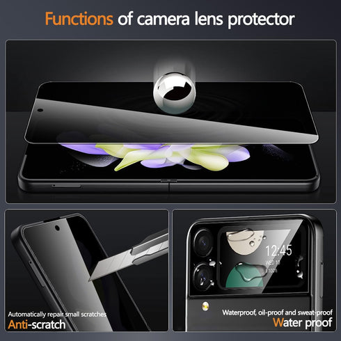 TSMK Samsung Galaxy Z Flip 4 5G Camera Lens Protector,2 PCS Camera lens Tempered Glass Cover,2 PCS Side Protector Film For Z Flip 4 5G [Anti Scrat...