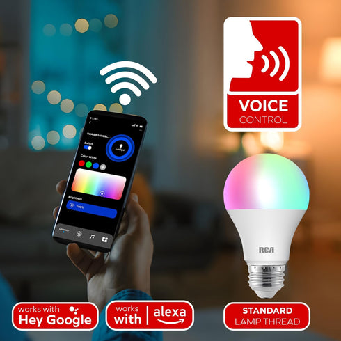 RCA Smart Light Bulbs | WiFi LED Light Bulb | Color Changing Light Bulb | Dimmable Multicolor 800 Lumens 10W Works with Alexa and Google Home | 60...