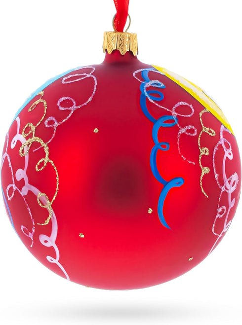 Festive Celebration Glass Ball Christmas Ornament 4 Inches...