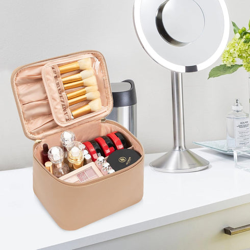 Makeup Bag, Large Capacity Make Up Bag for Cosmetics Vertical Storage,Toiletry Bag for Skincare Makeup Organizer Bag for Travel,With Makeup Brushe...