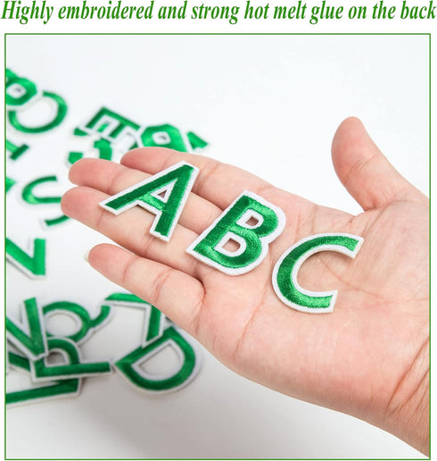 72 PCS Iron on Letters Numbers Patches, Embroidered Patches Letters A-Z Numbers 0-9 Applique for Clothes, Dress, Hat, Jeans, DIY Accessories, Gree...