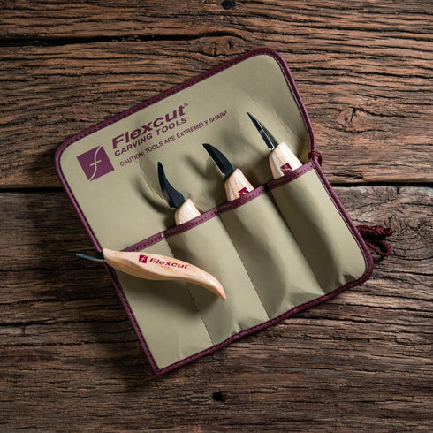 Flexcut Wood Carving Tools Set 4 Piece Carving Knife Set KN100, Whittling Knives Include Solid Ash Handle...