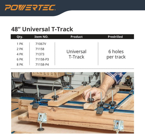 POWERTEC 71609 3" T-Track Intersection Kit with Predrilled Mounting Holes, for Universal T Track, T Track Accessories for Woodworking Jigs and Fix...