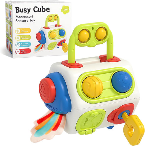 10-in-1 Montessori Busy Cube for Toddlers 1-3, Toddler Baby Learning Educational Toys Gifts for 9-18 Months & 2-5 Year Old Boys Girls, Fidget Busy...
