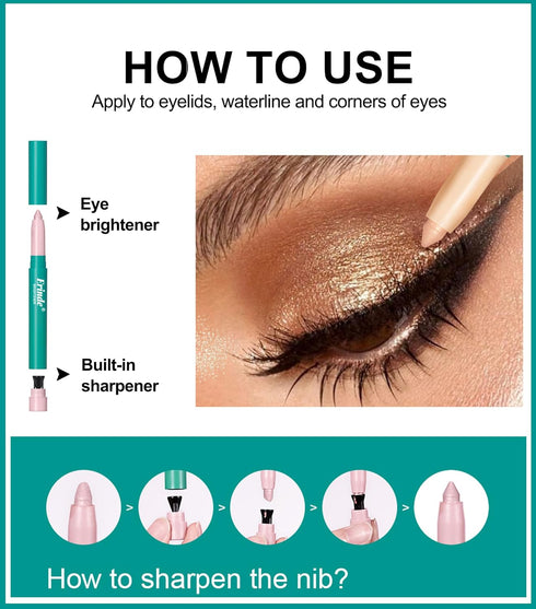 Erinde 4 Colors Eyeshadow Stick, Eye Brightener Stick, Shimmer Creamy Eye Shadow Makeup, Long Lasting Waterproof Glitter Highlighter Eye Liner Pen...