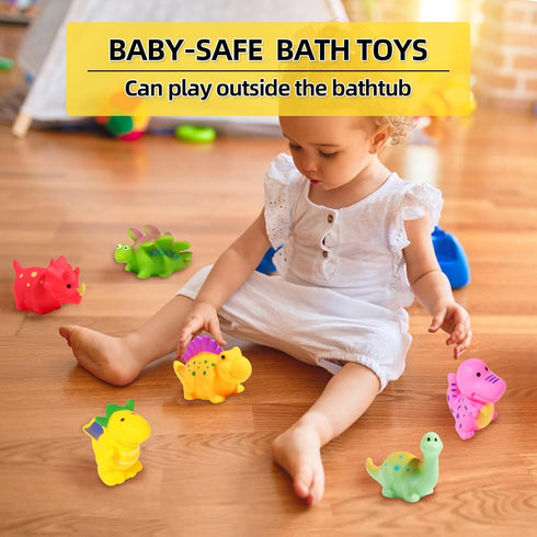 Bath Toys for Toddlers 1-3,6 Pcs No Hole Dinosaur Bathtub Toys for Infants 6-12-18 Months,Bath Toys Shower Toys Swimming Pool Toys for 1 -5 Year O...