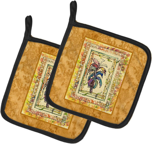 Caroline's Treasures 8615PTHD Palm Tree Pair of Pot Holders Kitchen Heat Resistant Pot Holders Sets Oven Hot Pads for Cooking Baking BBQ, 7 1/2 x ...