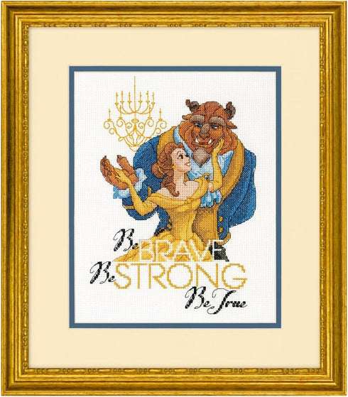 Dimensions 70-35358 Disney Be Brave Counted Cross Stitch Kit, Beauty and the Beast Cross Stitch, 8" x 10",Ivory...