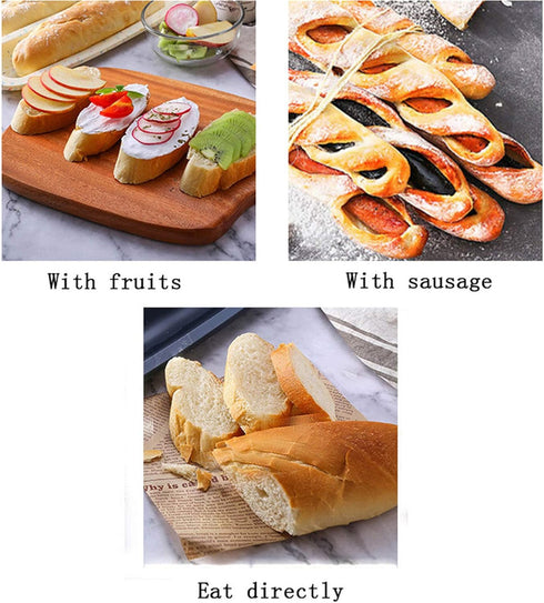 Baguette Pans for Baking / 3 Loaf, Silicone Loaf Roll Pan Cake Mold Tray, Non-Stick Baking Hot Dog Sandwich Mold, Grey, 34.5 CM...