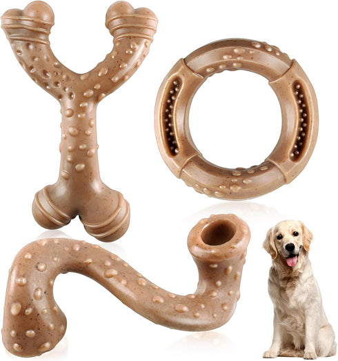 Dog Toys for Aggressive Chewers: 3 Packs Tough Dog Toy - Dog Toys for Large - Dog Chew Toys...