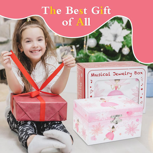 Girl's Gift Music Box with Spinning Ballerina,Fairy Design Musical Jewelry Box for Kids Jewel Storage,Toys for Girls...