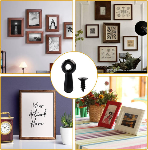 100 Pcs Frame Picture Turn Button Fasteners Set Picture Frame Backing Clips Black Hardware Backing Clips with Screws for Hanging Pictures, Photos...