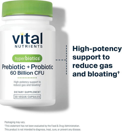 Hyperbiotics Vital Nutrients Prebiotic and Probiotic for Women and Men | 60 Billion CFU | Pre and Probiotics Supports Digestive Health, Constipati...