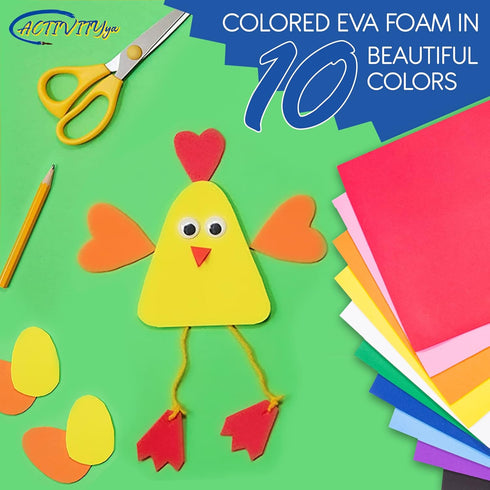 Black EVA Foam Sheets, 9 x 12 Inch, 2mm Thick Handicraft Foam Paper for Arts and Crafts, by ACTIVITYya - 10 Sheets...