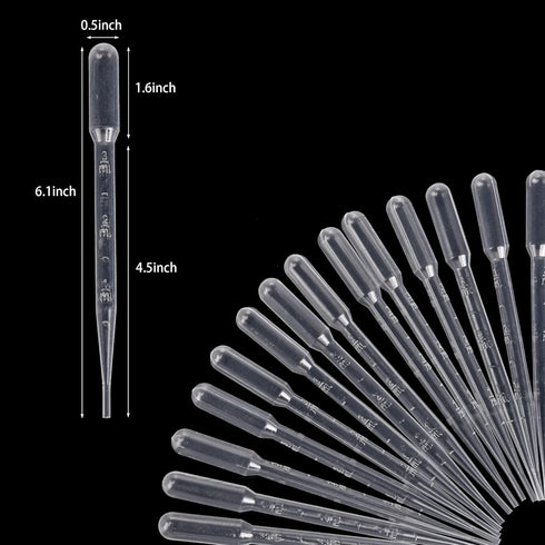ESHATO 100 PCS Sterile Transfer Pipettes, 3ML Disposable Plastic Transfer Pipettes, Essential Oils Pipettes, Calibrated Dropper Suitable for Scien...