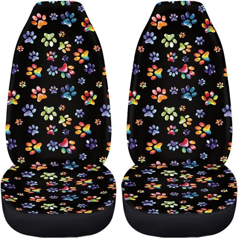 Dog Paw Front Seat Cover for Women Men Tie Dye Bucket Seat Cover Seat Protectors Cushion for Car, SUV & Truck, Washable Car Accessories...
