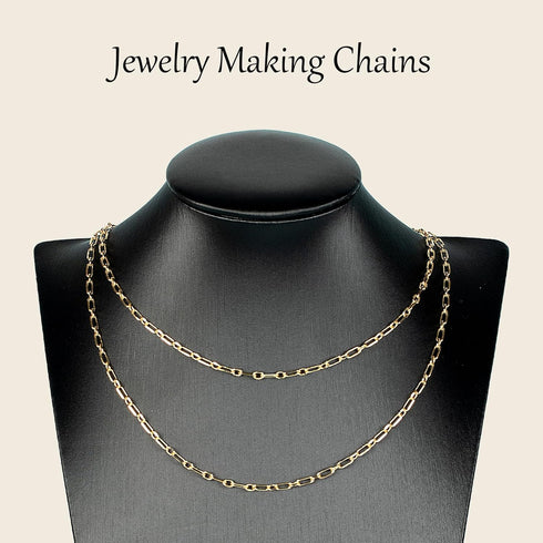 Jabogrii 32.8 Feet 18K Gold Plated Brass Paperclip Jewelry Chains Roll Oval Link Chain for Jewelry Making Gold Necklace Bracelet Chain Bulk for Wo...