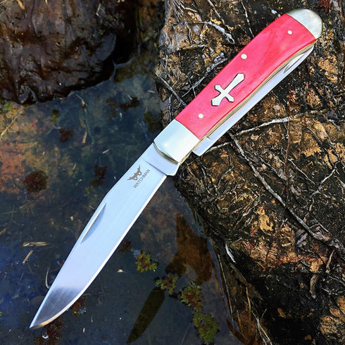 Watchman W131 Two-Blade Large Trapper Slip Joint Knife Folding Pocket Knife with Authentic bone handle scales...