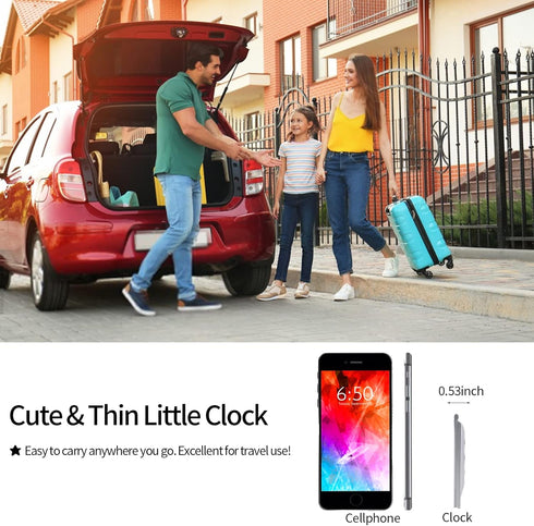 Small Digital Travel Alarm Clock Battery Operated, Portable Large Number Display Loud Alarm Clock with Temperature, Night Backlight, 12/24 H Desk ...