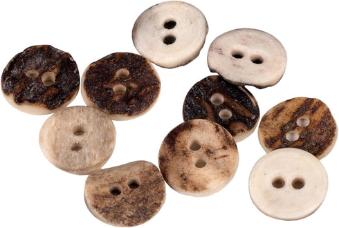 Natural Round Shape Deer, Elk Antler Buttons 3 Sizes 5pieces (15 mm (0.59 inch))...