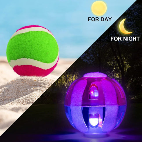 Kids Toys - Glow in The Dark Outdoor Games, Toss and Catch Ball Set with Light Up Ball, Outdoor Toys for Kids Ages 4-8, Upgraded Paddle Ball Games...
