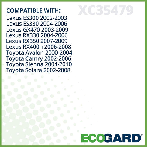 ECOGARD XC35479 Cabin Air Filter Fits 2002-2006 Toyota Camry, 2007-2010 Sienna, 2007-2009 Lexus RX350, 2000-2004 Toyota Avalon, 2004-2006 Lexus RX...