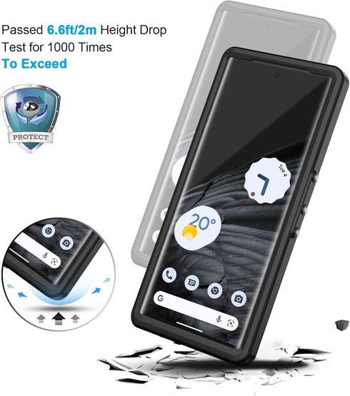 Lanhiem Pixel 7 Pro Case, IP68 Waterproof Dustproof Case with Built-in Screen Protector, Rugged Full Body Shockproof Protective Cover for Google P...