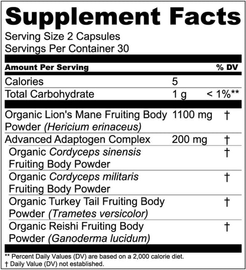 Live Conscious Lions Mane Mushroom Supplement Capsules for Brain Support w/Lion's Mane, Cordyceps, Reishi, and Turkey Tail Mushrooms - Cognitive M...