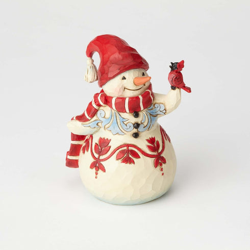 Enesco Jim Shore Heartwood Creek Snowman Holding a Cardinal Pint-Sized Figurine, 4.75 Inch, Multicolor...
