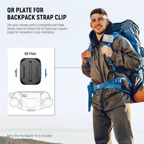 Neewer Backpack Strap Mount Adapter Kit Compatible with Peak Design Capture Clip V3 GoPro Insta360 AKASO DJI Osmo Action Camera Cage, Quick Releas...