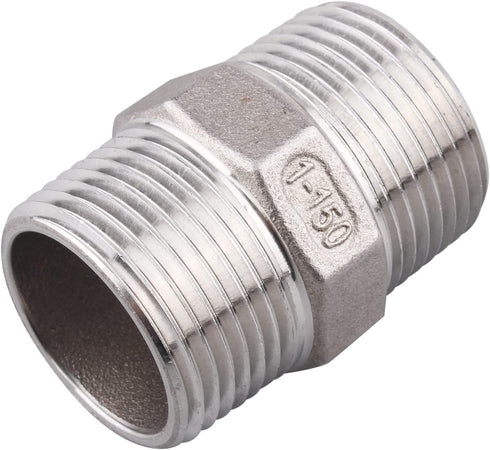Hex Nipple 1 Inch Male NPT - DERPIPE Stainless Steel 304 Threaded Pipe Fitting for Brew Kit, Home Piping Application(Pack of 2)...