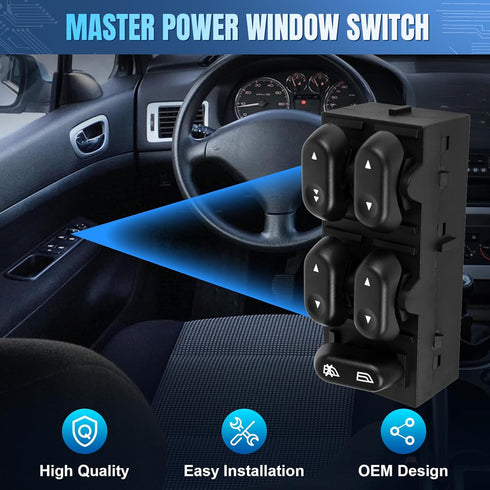 LCWRGS Power Window Switch for Ford F150 2004-2008, Expedition 2003-2006, Crown Victoria 2003-2008, Driver Side Master Switch, Black, Push Button,...