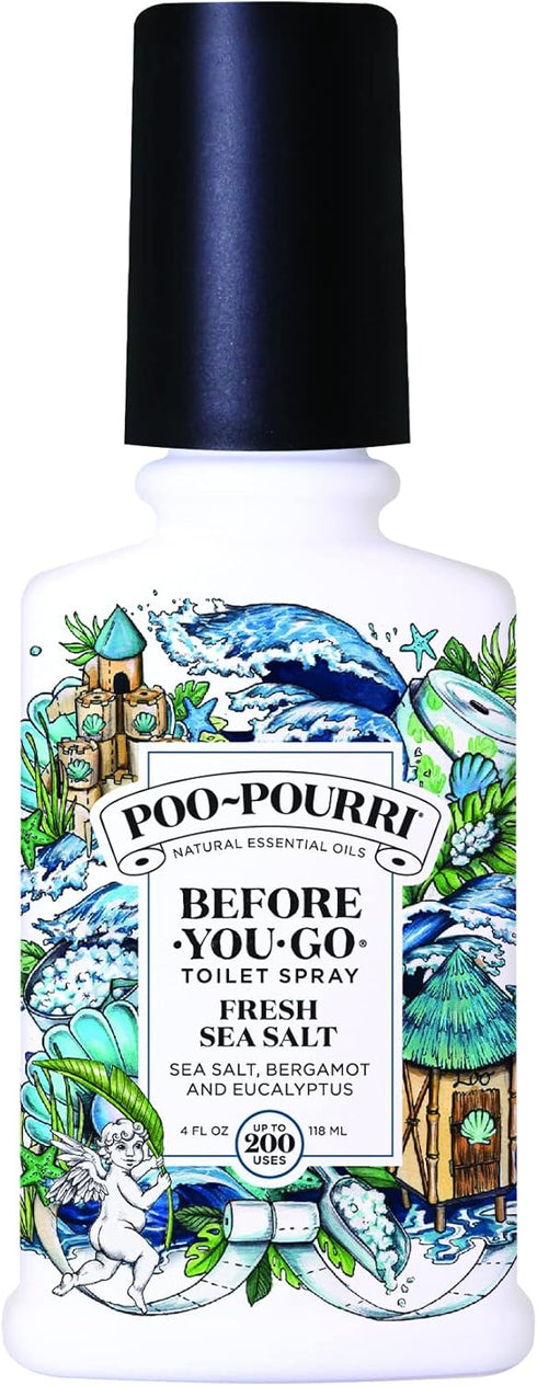 Poo-Pourri Before-You-Go Toilet Spray, Fresh Sea Salt, 4 Fl Oz - Sea Salt, Bergamot and Eucalyptus...
