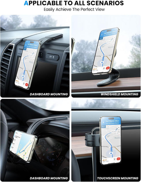 eSamcore for MagSafe Car Mount Detachable, Bendable Aluminum Arm Magnetic Phone Holder for Car?20 Strong Magnets? Cell Phone Mount for Car Dash Fi...