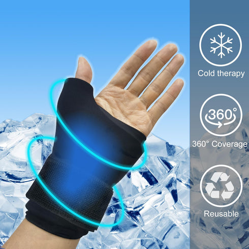 Wrist Ice Pack Wrap, Soft Gel Cold Pack Wrap for Wrist & Thumb Pain Relief, Reusable Hot & Cold Therapy for Injuries,Arthritis,Tendonitis,Carpal T...