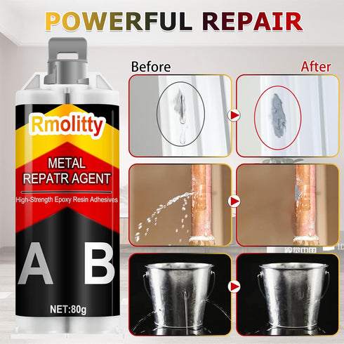 Metal Glue, Glue for Metal High Strength Bonds Metal to Metal (40g*2), Weld Metal Repair Glue, Metal Epoxy for Steel, Metal, Cast Iron...